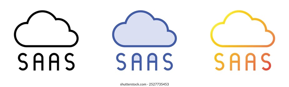 saas icon. Linear, Blue Fill and Gradient Style Design Isolated On White Background