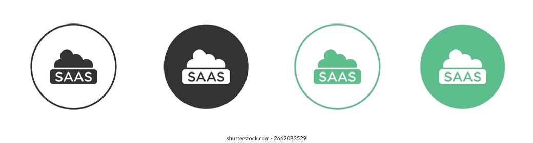 Conjunto de iconos de Vector de línea plana mínima SaaS.