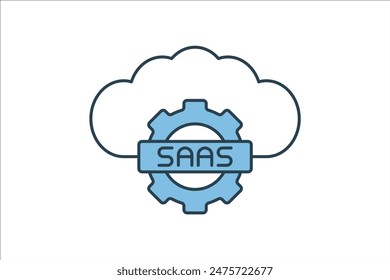 Icono SaaS. icono relacionado con la computación en la nube. adecuado para Sitio web, App, interfaces de usuario, imprimible, etc. estilo de ícono de línea plana. diseño de Vector simple editable