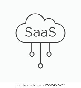 Ícone SaaS definido no estilo de linha preta.