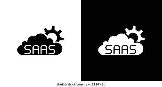 SaaS icon silhouette vector in black colors. flat symbol logo design style