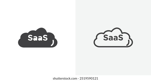 SaaS icon. solid filled and stroke thin line style eps 10