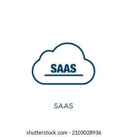 saas icon. Thin linear saas outline icon isolated on white background. Line vector saas sign, symbol for web and mobile