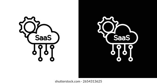 Iconos de SaaS en estilo de línea. Trazos editables en blanco y negro