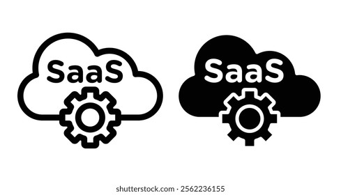 SaaS Icons pack in outlined and flat versions