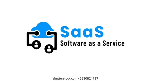 SaaS label or best SaaS logo vector isolated in flat style. SaaS label for software as a service design element. SaaS logo vector for mobile apps and websites design element.