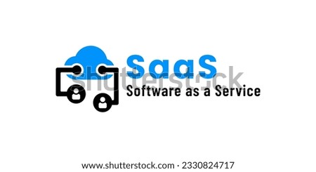 SaaS label or best SaaS logo vector isolated in flat style. SaaS label for software as a service design element. SaaS logo vector for mobile apps and websites design element.