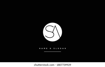 SA,AS ,S ,A  Abstract Letters Logo Monogram