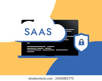 SaaS - software as a service concept. Cloud-based software and subscription model. SaaS technology business ecosystem. Vector illustration with icons
