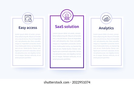 SaaS solutions, cloud services banners with line icons
