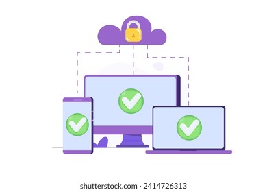 Tecnología Saas, Software como concepto de servicio. Ilustración vectorial.
