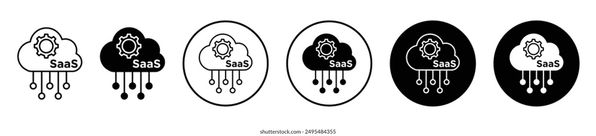 Conjunto de iconos de Vector de línea fina Saas.