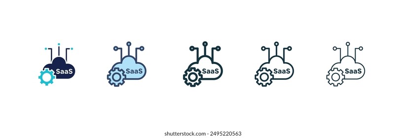 Saas vector icon set black filled and outlined style.