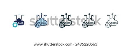 Saas vector icon set black filled and outlined style.