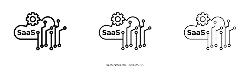 SaaS vector icon set. SaaS virtual cloud software technology for UI designs.