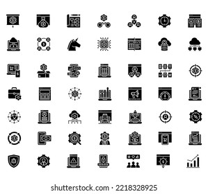 Saas vector set of 49 modern glyph  icons related to cloud computing service and data storage simple mono line pictograms and infographics design symbols