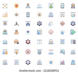 Saas vector set of 49 modern flat icons related to cloud computing service and data storage simple mono line pictograms and infographics design symbols