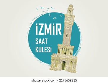 İzmir saß Kulesi. Übersetzt: Izmir Uhrturm in der Türkei. Vektorgrafik.