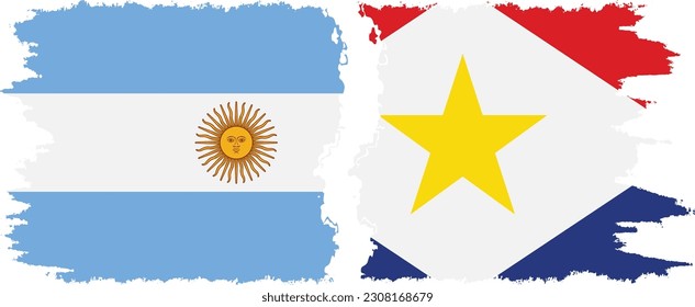 Verbindung von Saba und Argentinien mit Grunge-Flaggen, Vektorgrafik