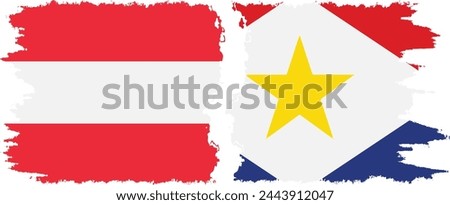 Saba and Austria grunge flags connection, vector