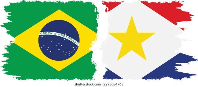 Saba and Brazil grunge flags connection, vector
