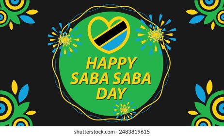 Saba Saba Day  vector banner design with geometric shapes and vibrant colors on a horizontal background. Happy Saba Saba Day modern minimal poster.