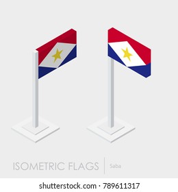 Saba flag 3d isometric style