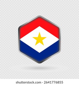 Saba Flag Icon in Hexagon Shape.