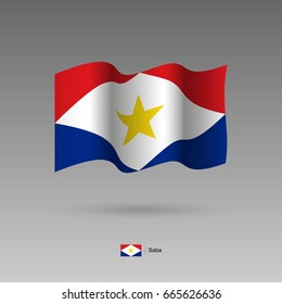 Saba flag. Official colors and proportion correctly. High detailed vector illustration. 3d and isometry. EPS10