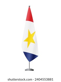 Bandera de Saba en el puesto de bandera para reuniones oficiales, fondo transparente, vector