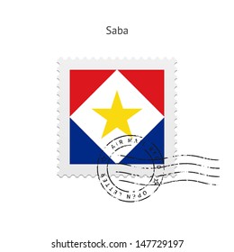 Saba Flag Postage Stamp on white background. Vector illustration.