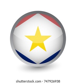 Saba Flag Round Glossy Icon. Vector illustration.