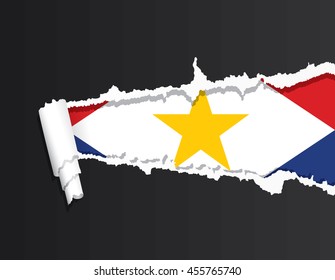 Saba flag under ripped paper vector illustration.
