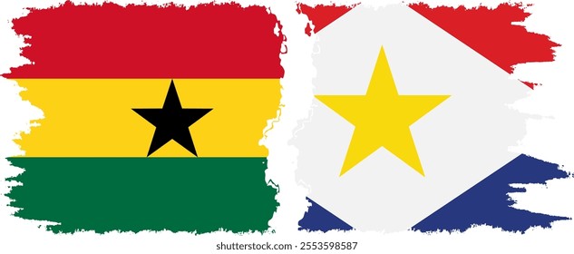 Saba and Ghana grunge flags connection, vector