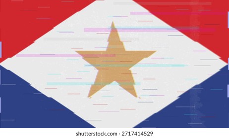 Vector Video de bandera de falla de Saba, distorsión dividida RGB, ilustración de marco abstracto digital
