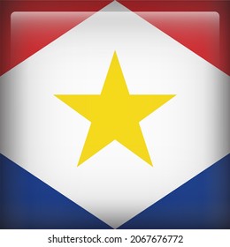 Icono de bandera de país cuadrado Saba Glossy 3D