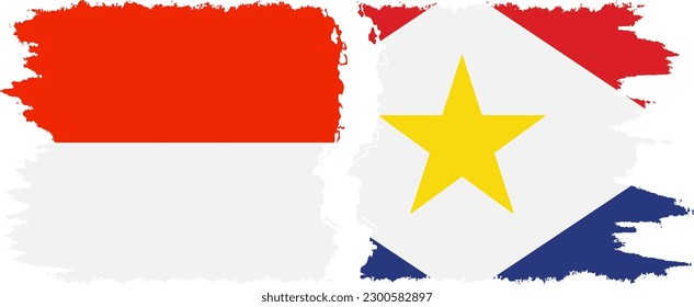 Saba and Indonesia grunge flags connection, vector