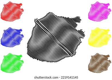Saba island (Kingdom of the Netherlands, 	Caribbean Netherlands, Cenrtal America, Caribbean islands) map vector illustration, scribble sketch Saba map