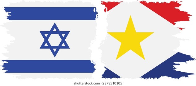Saba and Israel grunge flags connection, vector