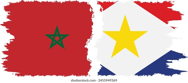 Saba and Morocco grunge flags connection, vector
