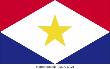 Saba official flag vector with standard size and proportion. National flag emblem with accurate size and colors.