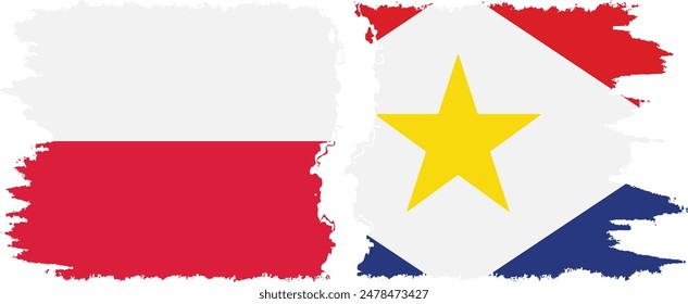 Saba and Poland grunge flags connection, vector