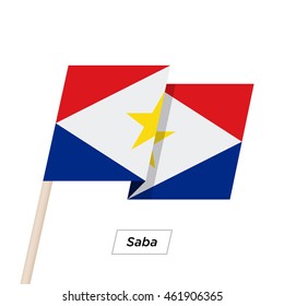 Saba Ribbon Waving Flag Isolated on White. Vector Illustration. Saba Flag with Sharp Corners