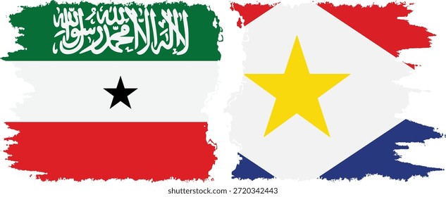 Conexão das bandeiras de Saba e Somaliland grunge, vetor