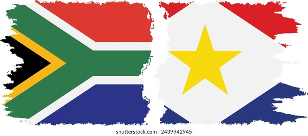 Saba and South Africa grunge flags connection, vector