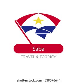 Saba The Travel Destination logo - Vector travel company logo design - Country Flag Travel and Tourism concept t shirt graphics - vector illustration