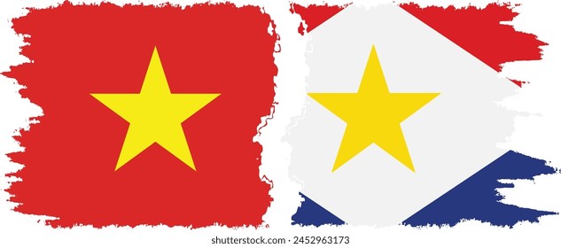 Saba and Vietnam grunge flags connection, vector