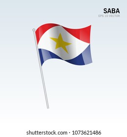 Saba waving flag isolated on gray background