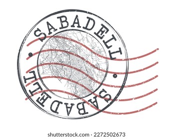 Sabadell, Barcelona, Spain Stamp Map Postal. Silhouette Seal Roads and Streets. Passport Round Design. Vector Icon. Design Retro Travel National Symbol.