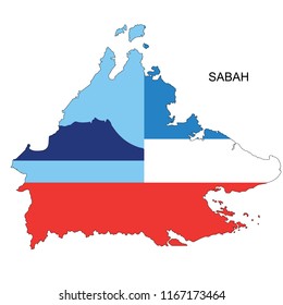 Sabah Flag Over Map Vector